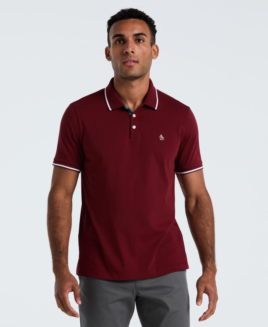 Jersey Tipped Polo (Cabernet) 