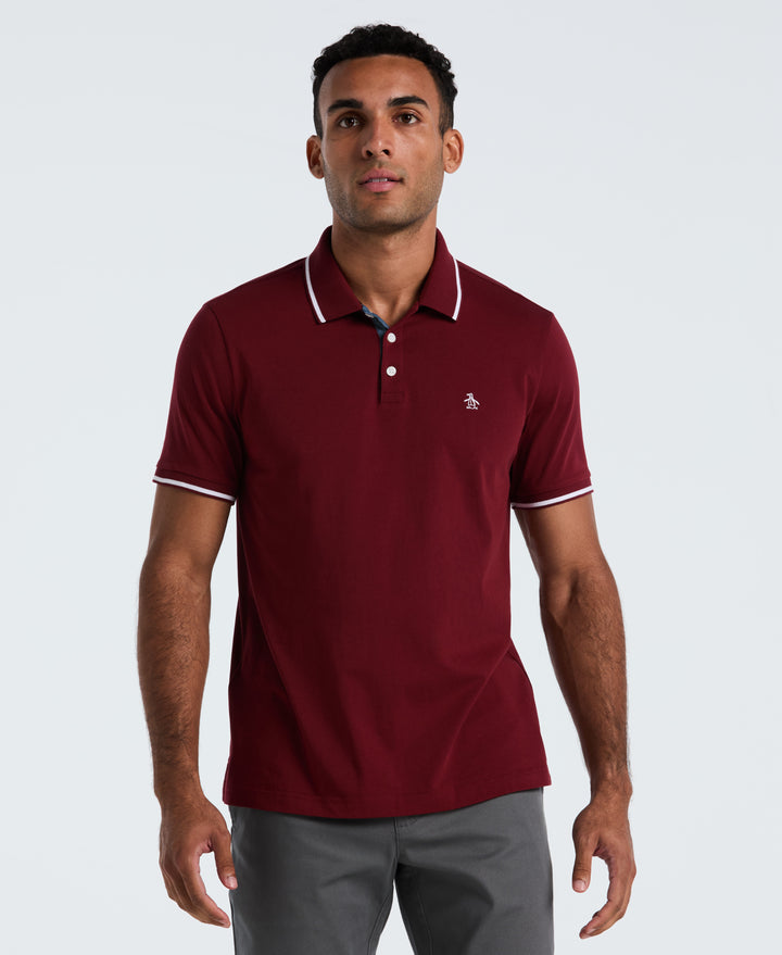 Jersey Tipped Polo (Cabernet) 