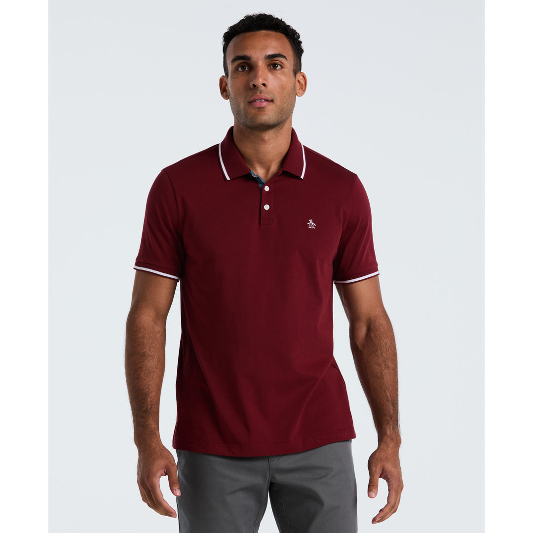 Jersey Tipped Polo (Cabernet) 