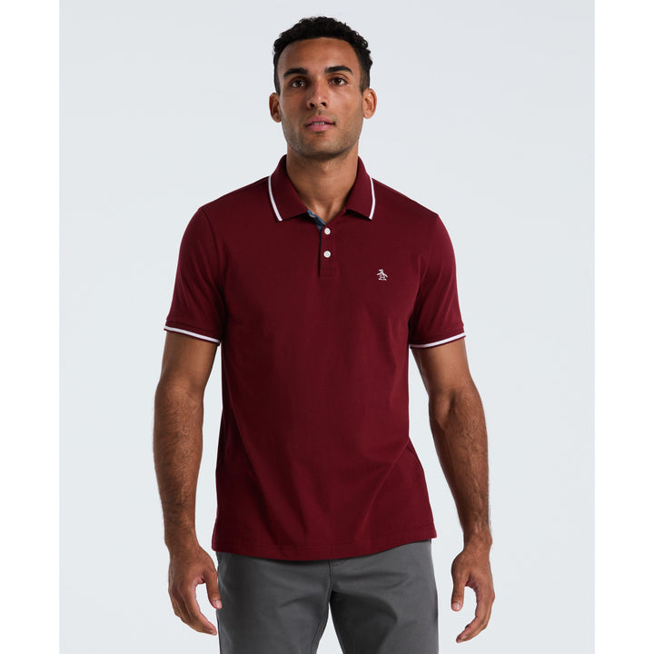 Jersey Tipped Polo (Cabernet) 