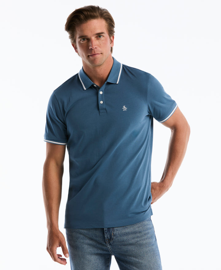 Jersey Tipped Polo (Copen Blue) 