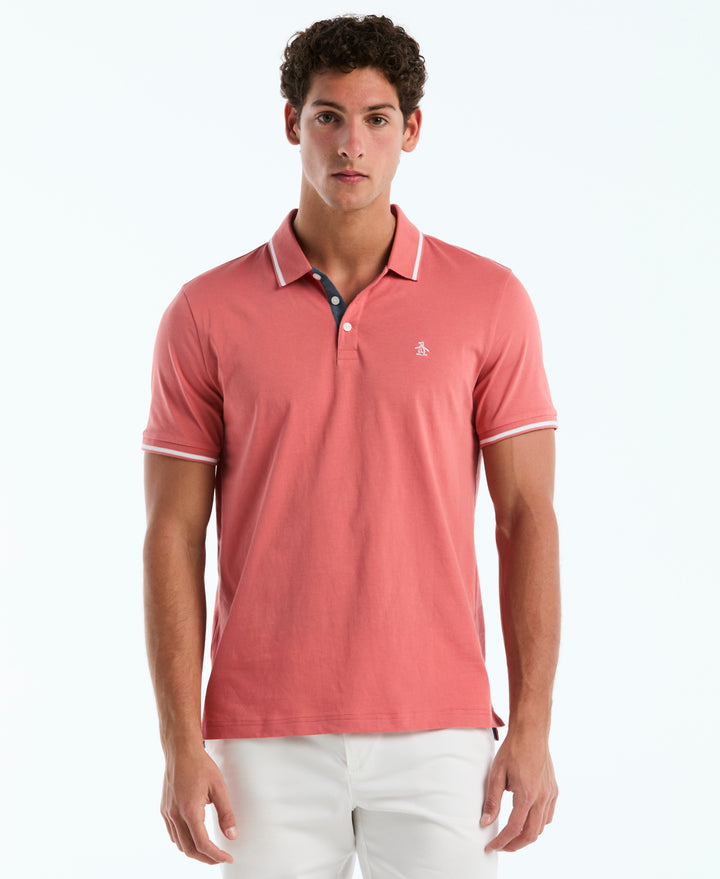 Jersey Tipped Polo (Faded Rose) 