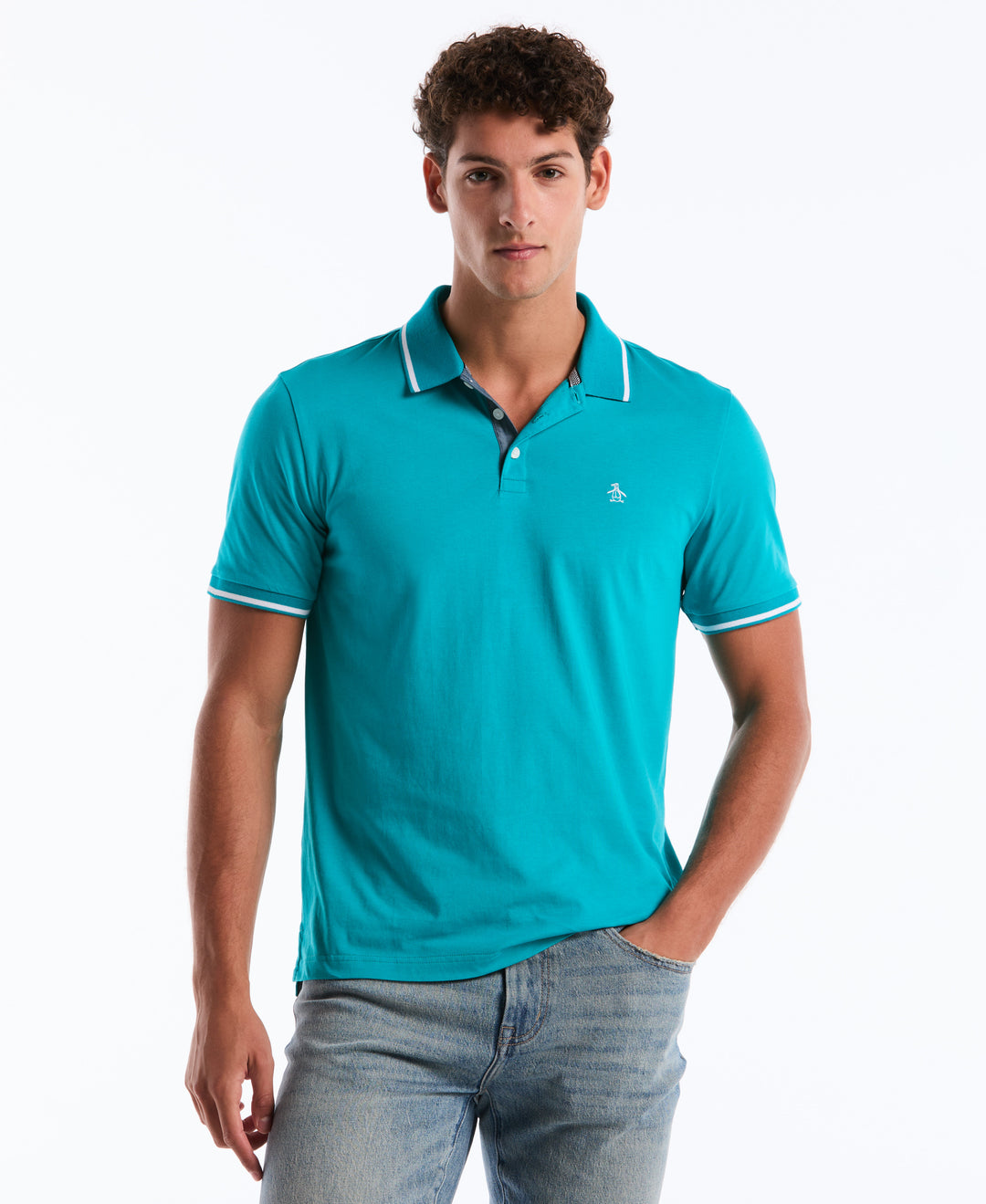 Jersey Tipped Polo (Lake Blue) 
