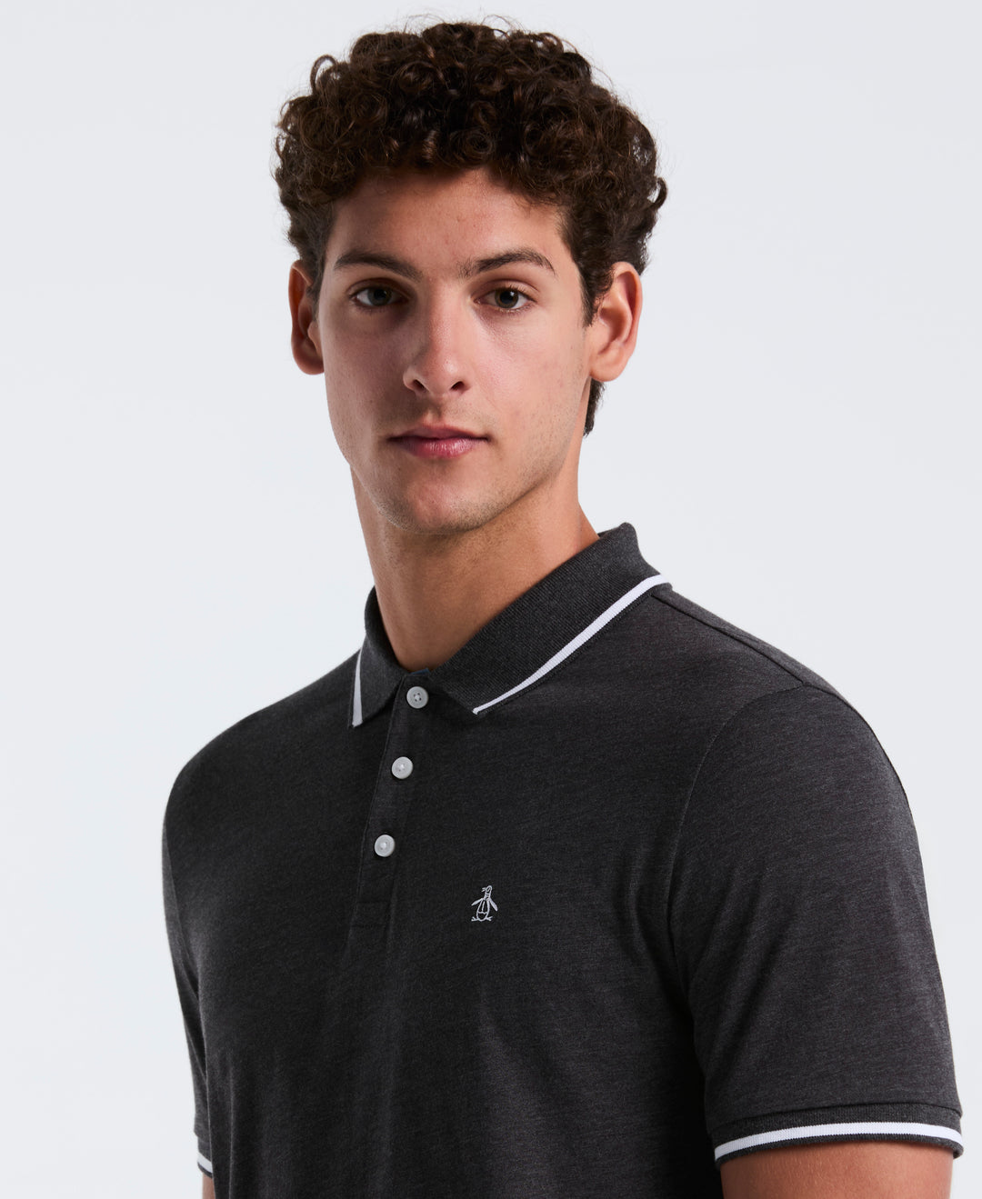 Jersey Tipped Polo (Dk Charcoal Heather) 