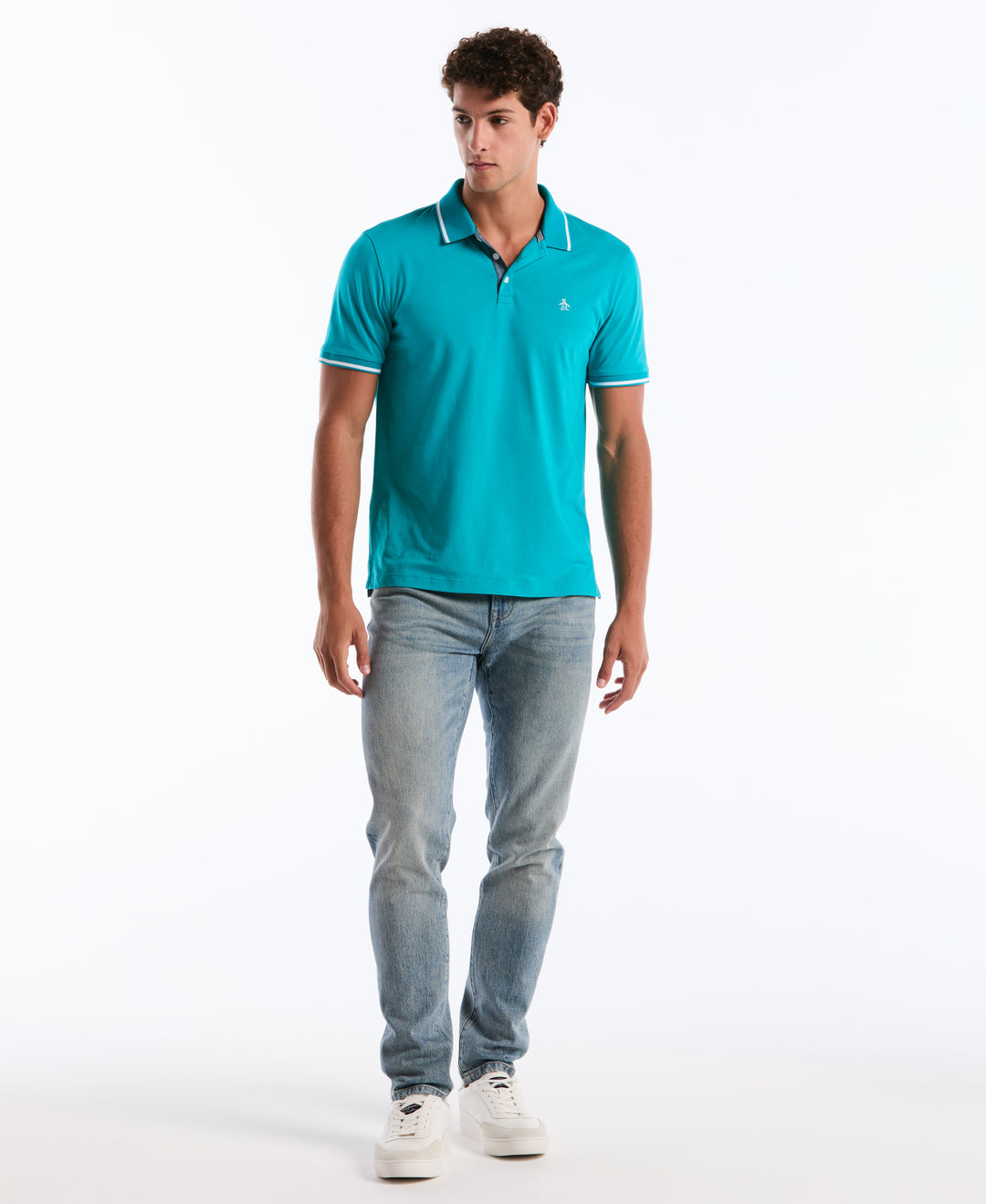 Jersey Tipped Polo (Lake Blue) 