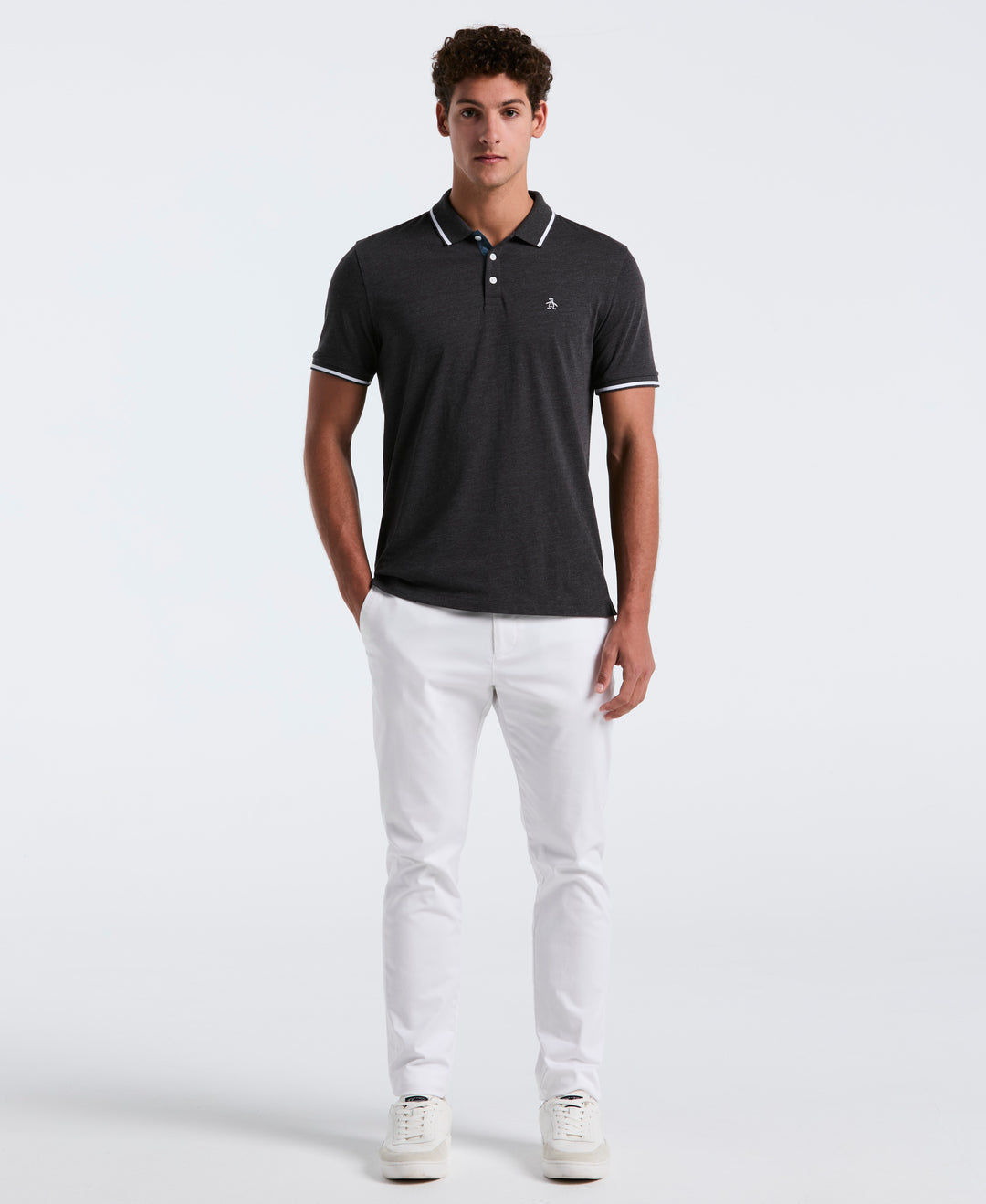 Jersey Tipped Polo (Dk Charcoal Heather) 