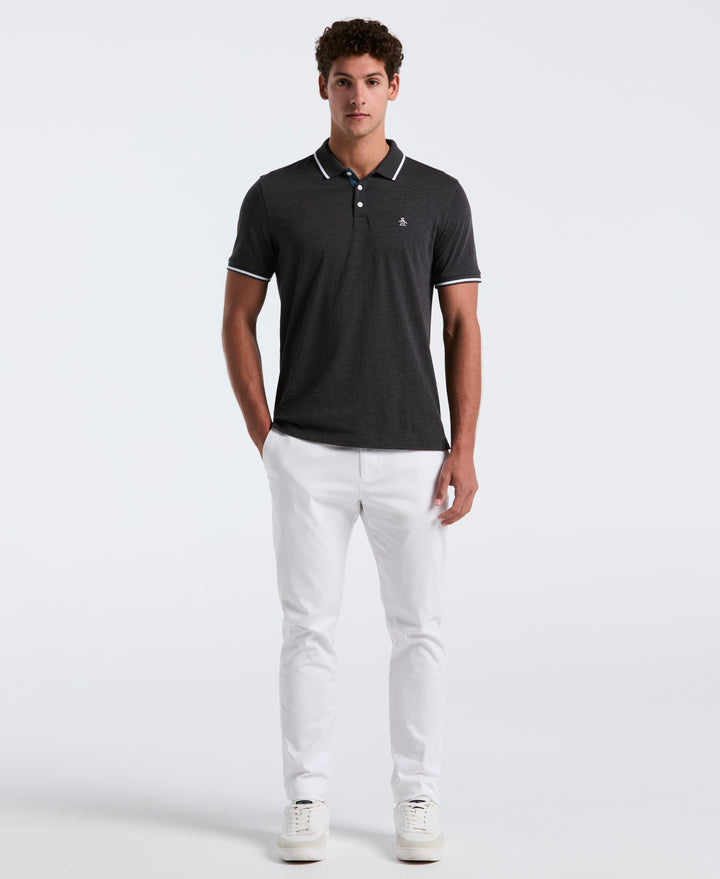Jersey Tipped Polo (Dk Charcoal Heather) 