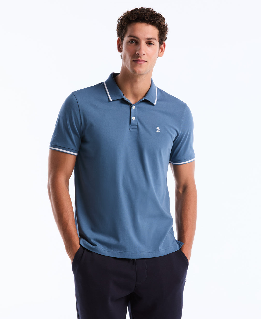 Jersey Tipped Polo (Copen Blue) 