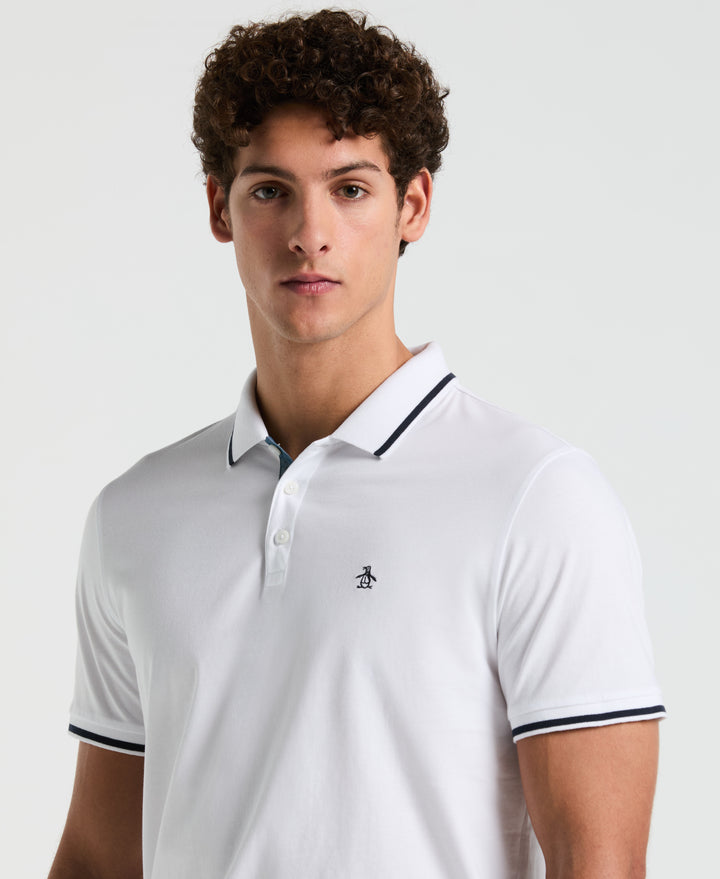 Jersey Tipped Polo (Bright White) 
