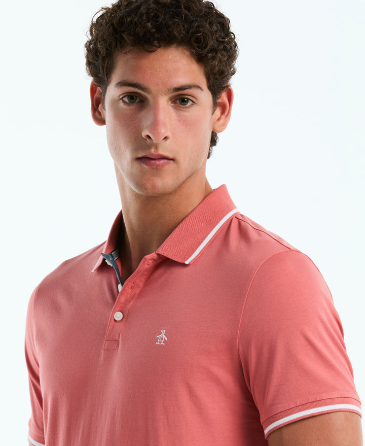 Jersey Tipped Polo (Faded Rose) 