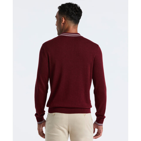 Cotton Tipped Quarter Zip Sweater Polo (Cabernet Htr) 