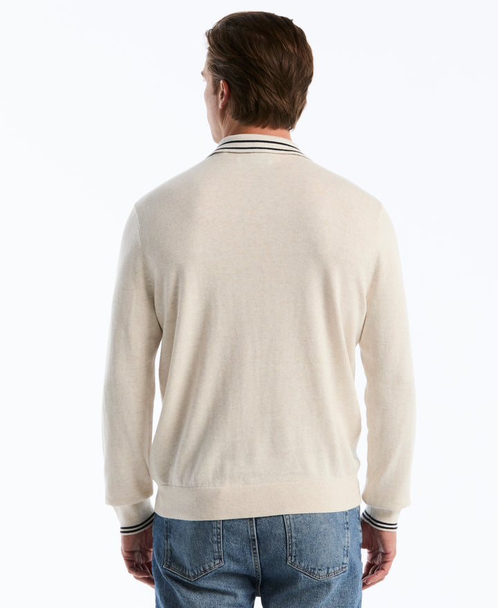 Tipped Quarter Zip Sweater Polo-Polos-Original Penguin