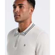 Cotton Tipped Quarter Zip Sweater Polo (Birch Htr) 