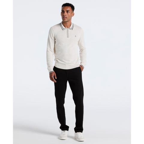 Cotton Tipped Quarter Zip Sweater Polo (Birch Htr) 