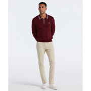 Cotton Tipped Quarter Zip Sweater Polo (Cabernet Htr) 