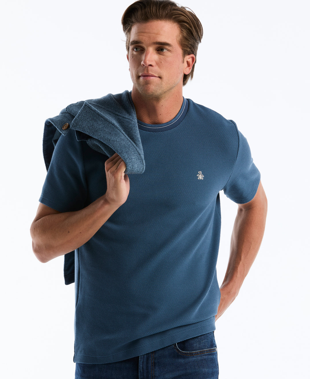 Tonal Tipped Pique Tee (Sargasso Sea) 