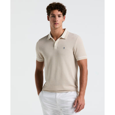 Cotton Tricolor Pique Tipped Polo (Birch) 