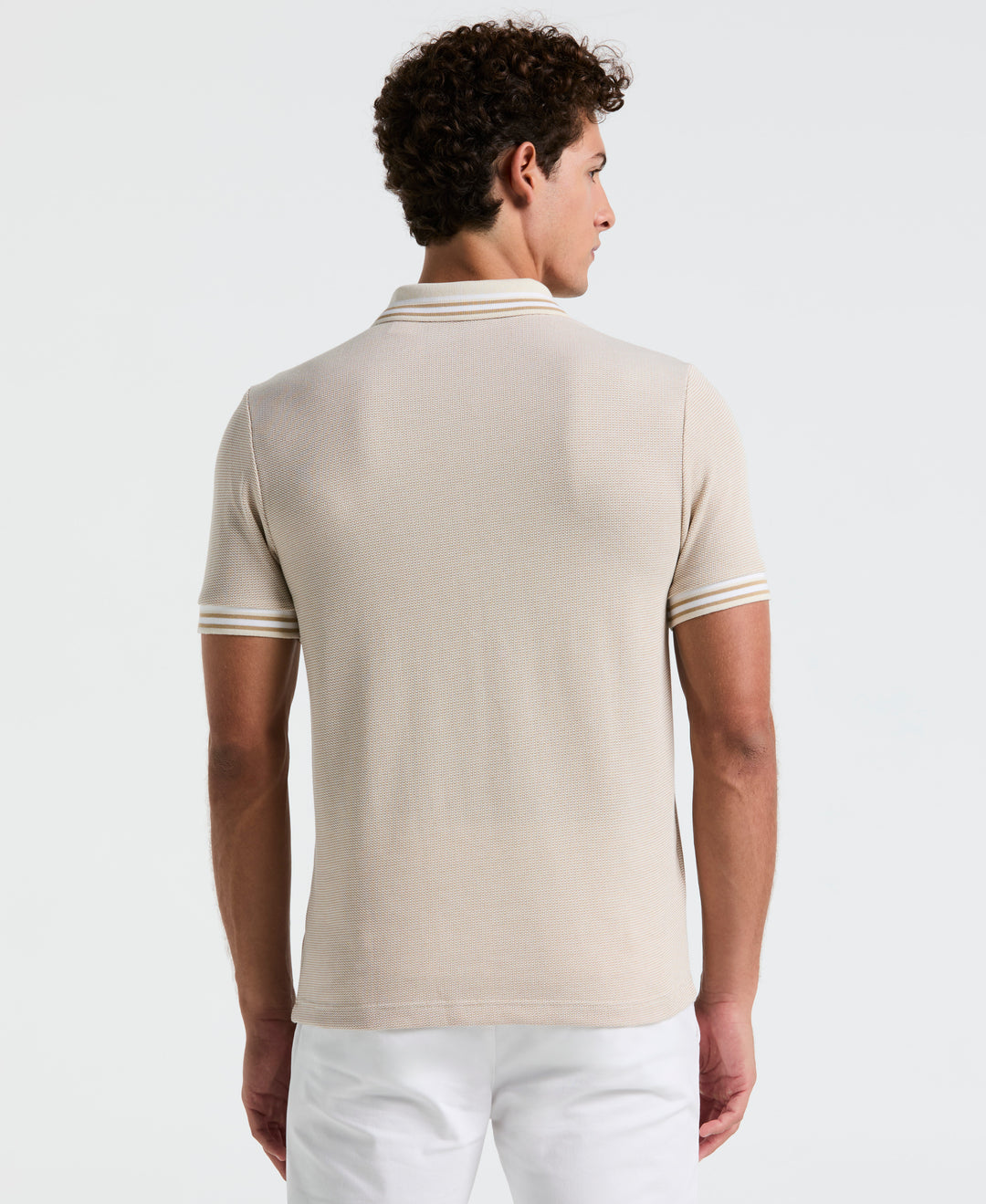 Cotton Tricolor Pique Tipped Polo (Birch) 