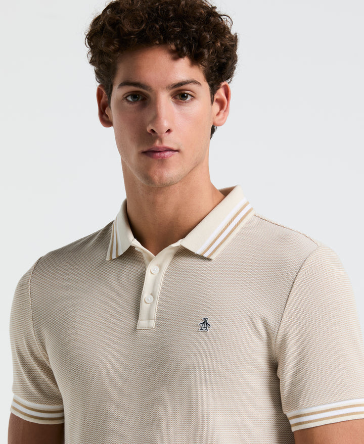 Cotton Tricolor Pique Tipped Polo (Birch) 