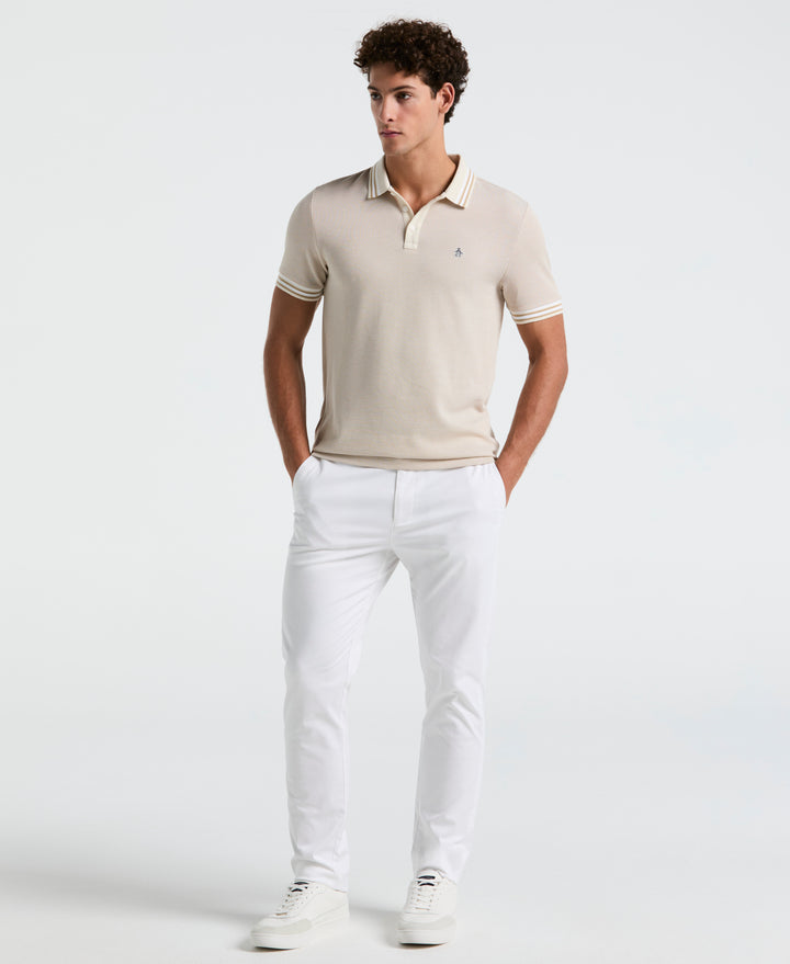Cotton Tricolor Pique Tipped Polo (Birch) 