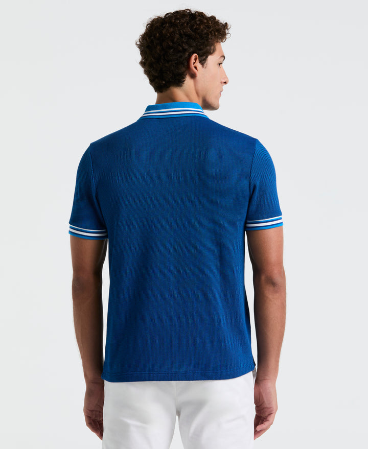 Cotton Tricolor Pique Tipped Polo (Indigo Bunting) 