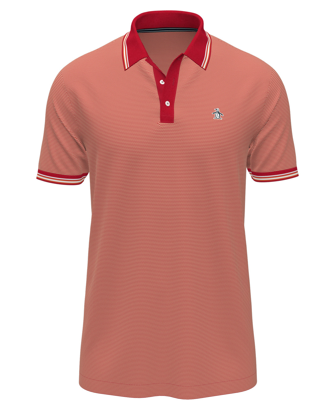 Cotton Tricolor Pique Tipped Polo (True Red) 