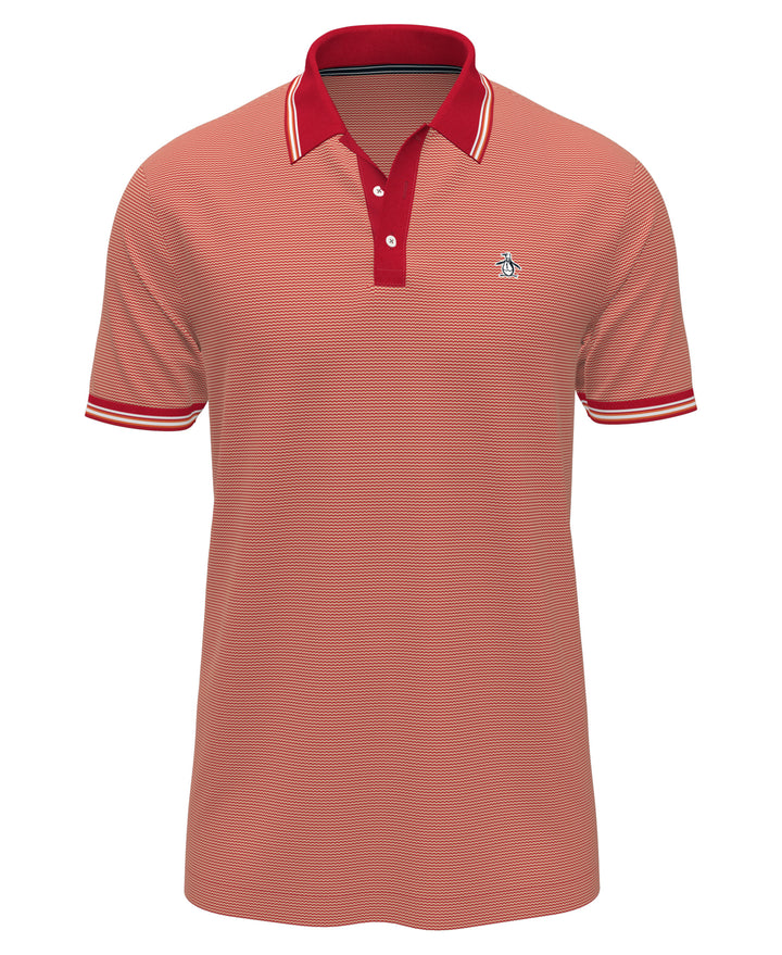 Cotton Tricolor Pique Tipped Polo (True Red) 