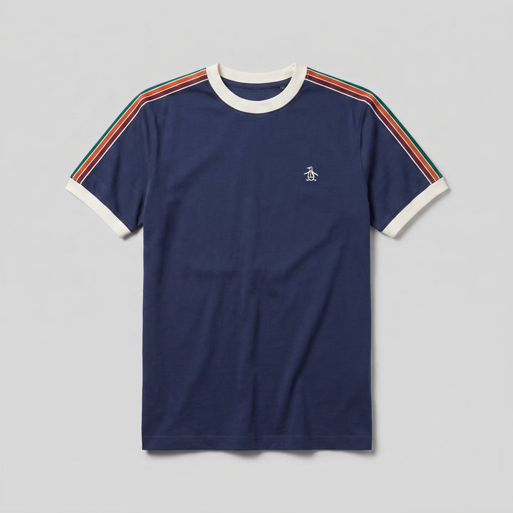 Tricolor Tape Ringer Tee-Tees-Blue Depths-XS-Original Penguin