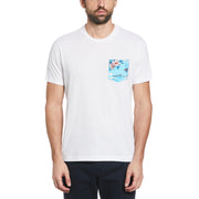 Tropical Floral Print Pocket Tee (Bright White) 