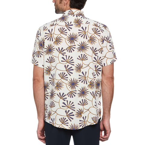 Twill Contrast Floral Print Shirt (Bright White) 