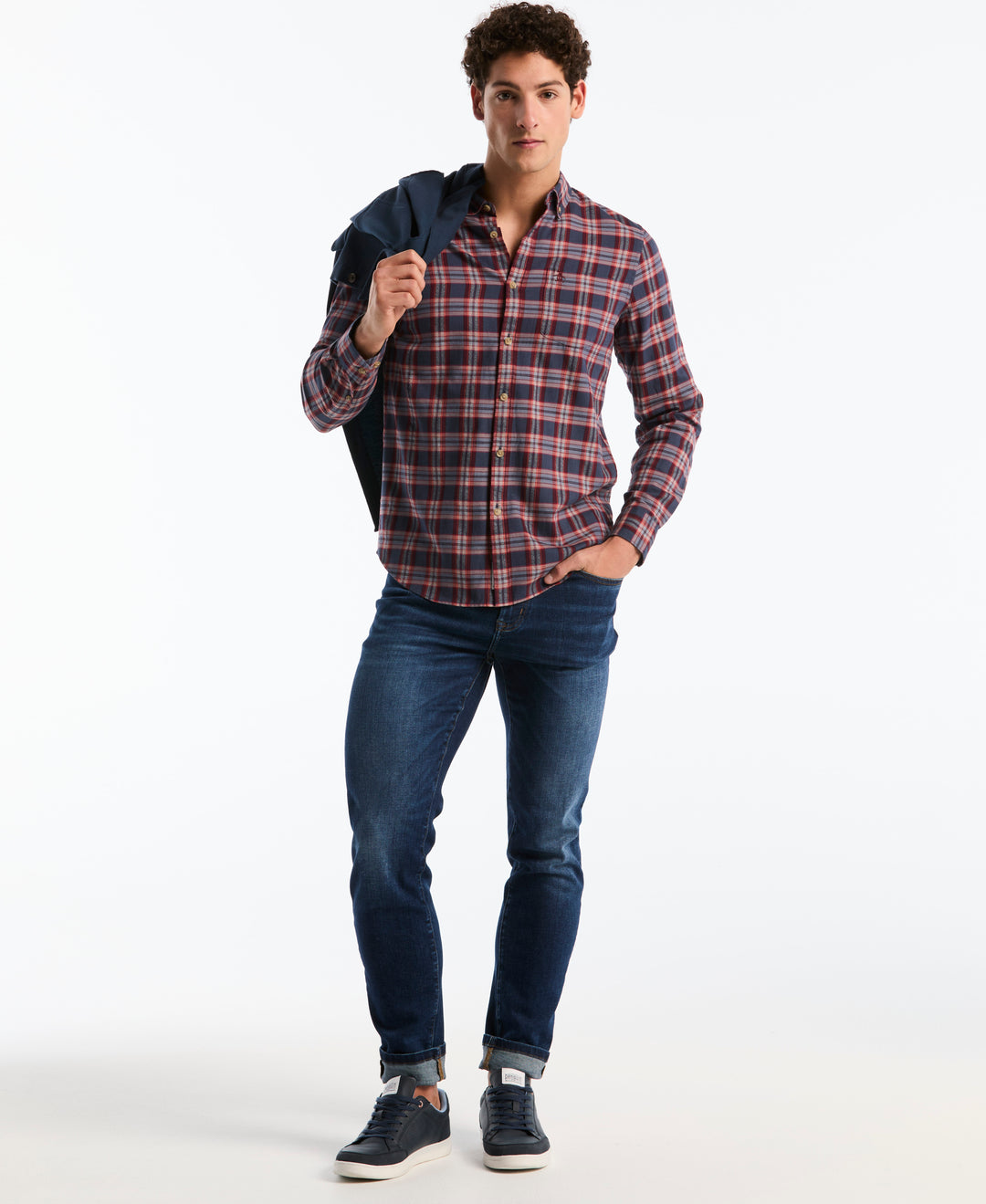 Twill Jaspe Plaid Shirt (Dark Sapphire) 