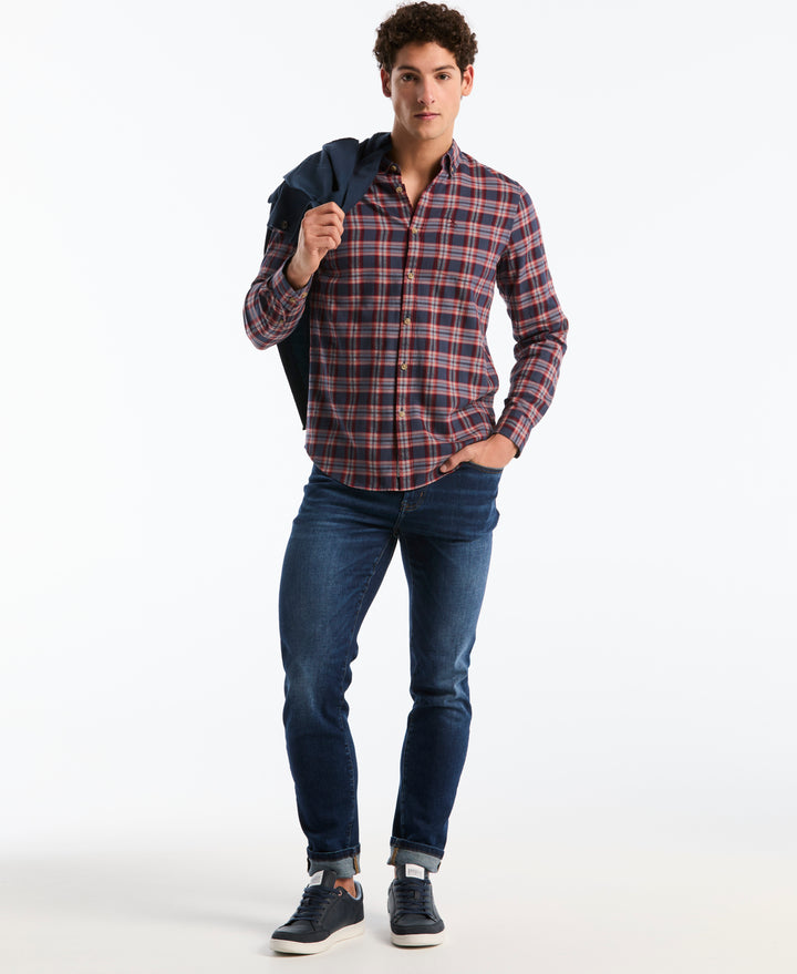 Twill Jaspe Plaid Shirt (Dark Sapphire) 