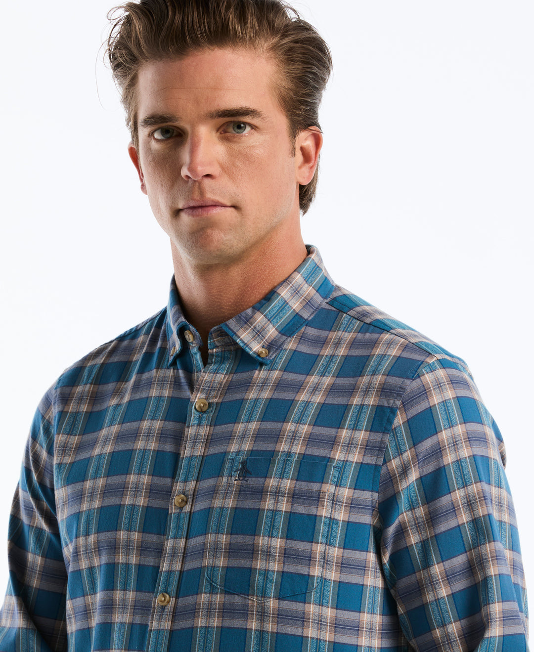 Twill Jaspe Plaid Shirt (Turkish Tile) 