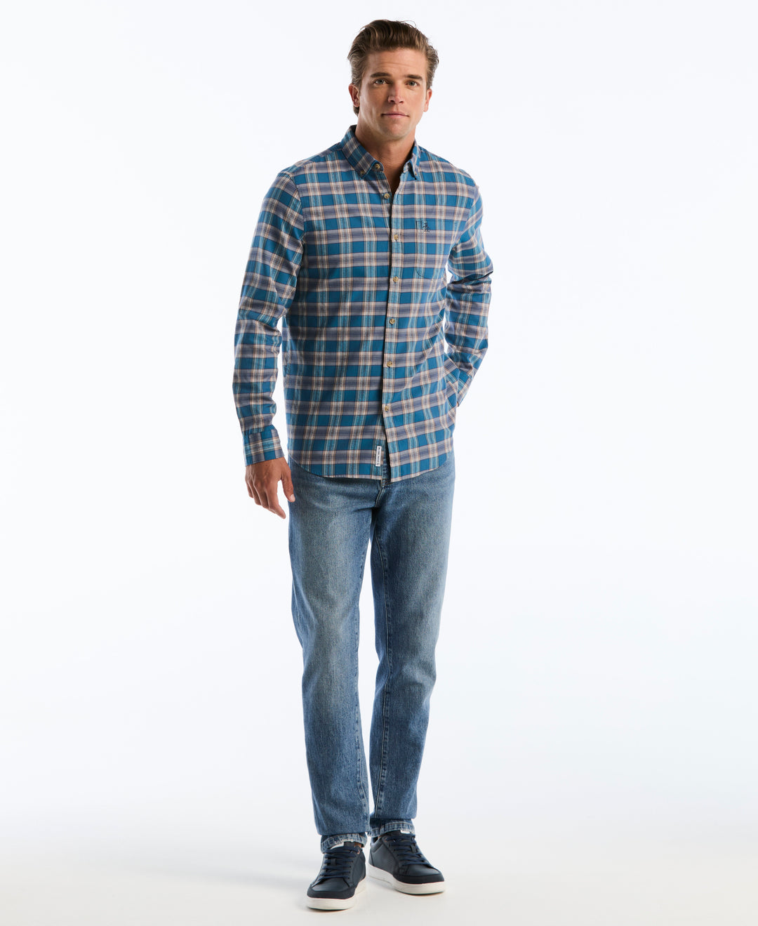 Twill Jaspe Plaid Shirt (Turkish Tile) 