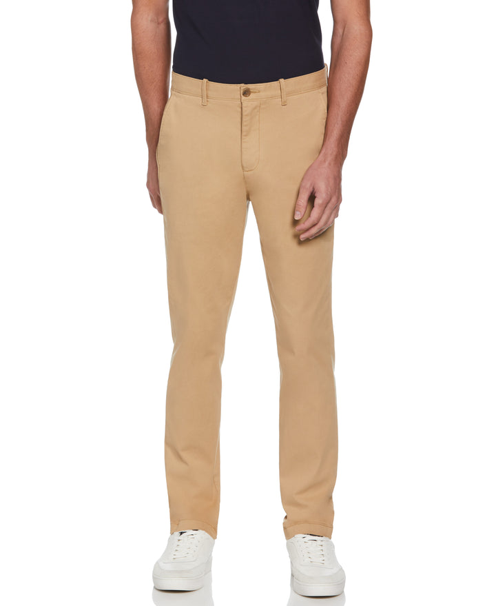 Slim Fit Stretch Chino Flat Front Pant (Travertine) 