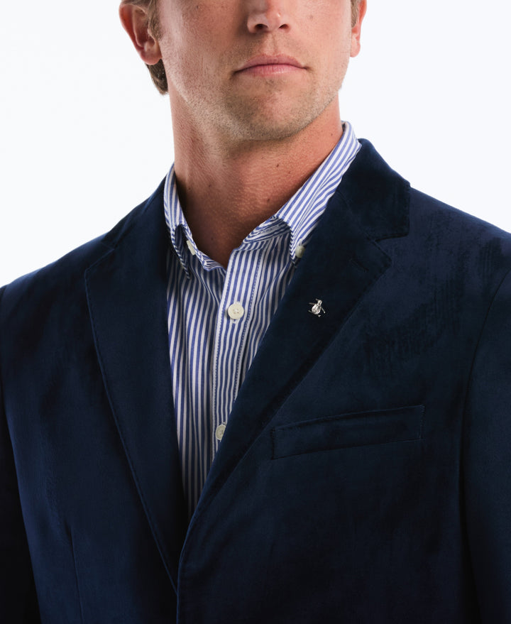 Slim Velvet Dinner Suit Jacket (Dark Sapphire) 