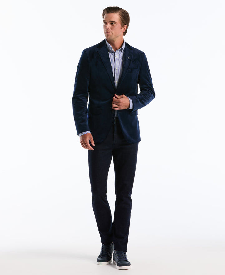 Slim Velvet Dinner Suit Jacket (Dark Sapphire) 