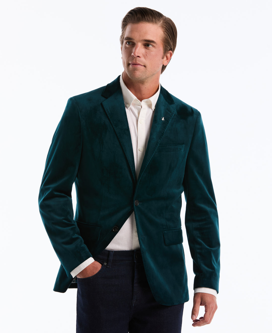 Slim Velvet Dinner Suit Jacket (Reflecting Pond) 