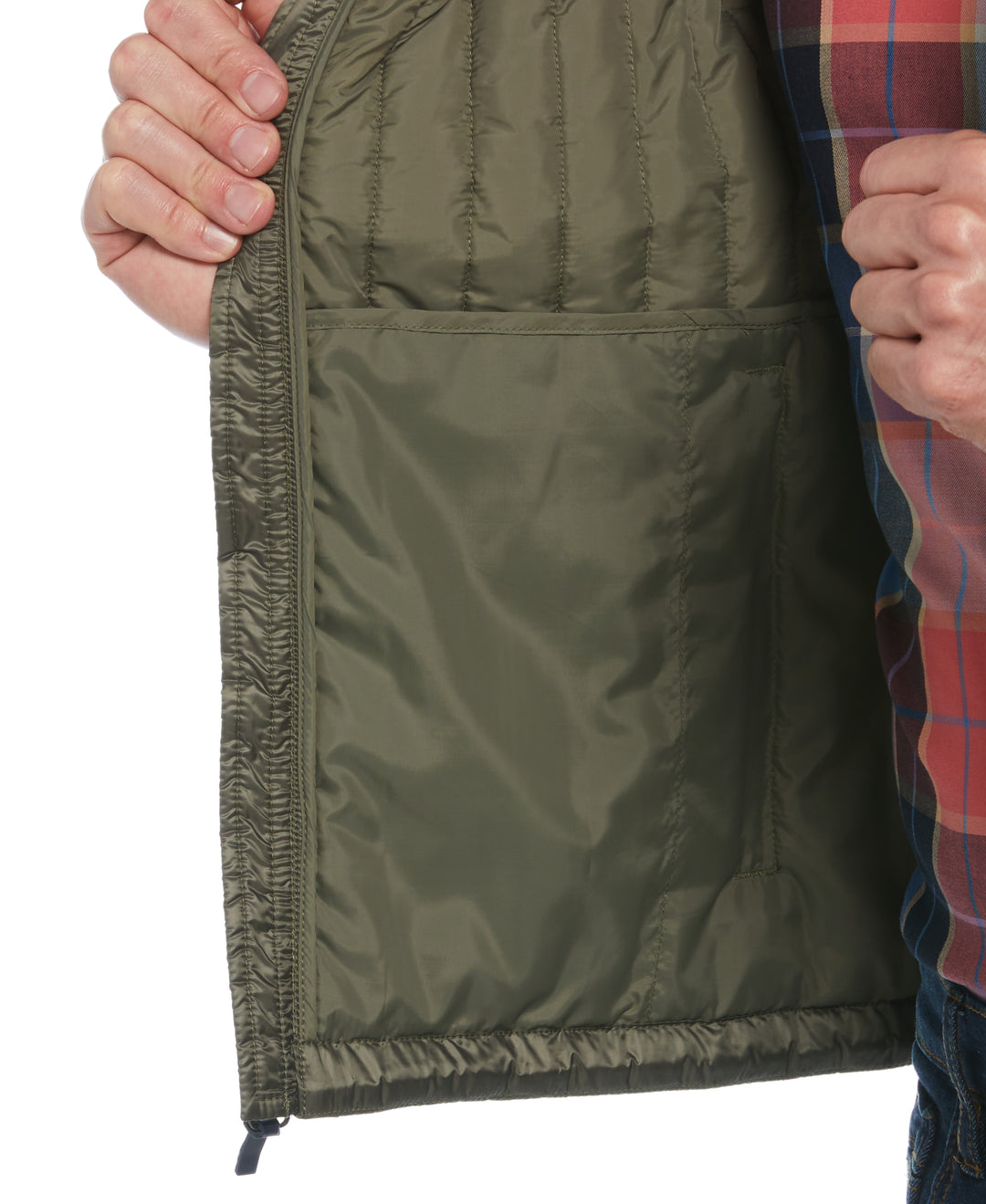 Poly Fill Vertical Channel Vest (Dusty Olive) 