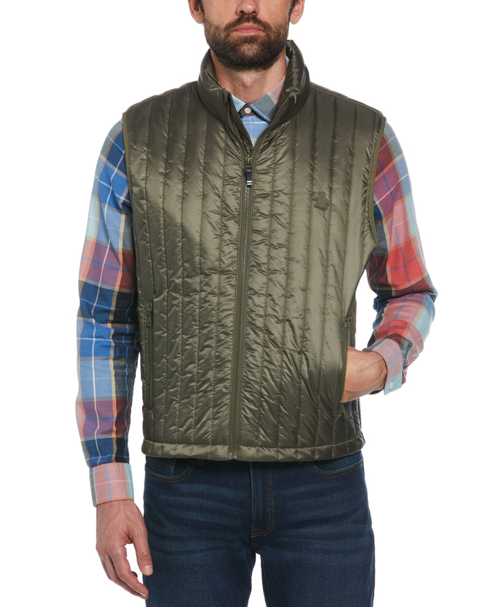 Poly Fill Vertical Channel Vest (Dusty Olive) 