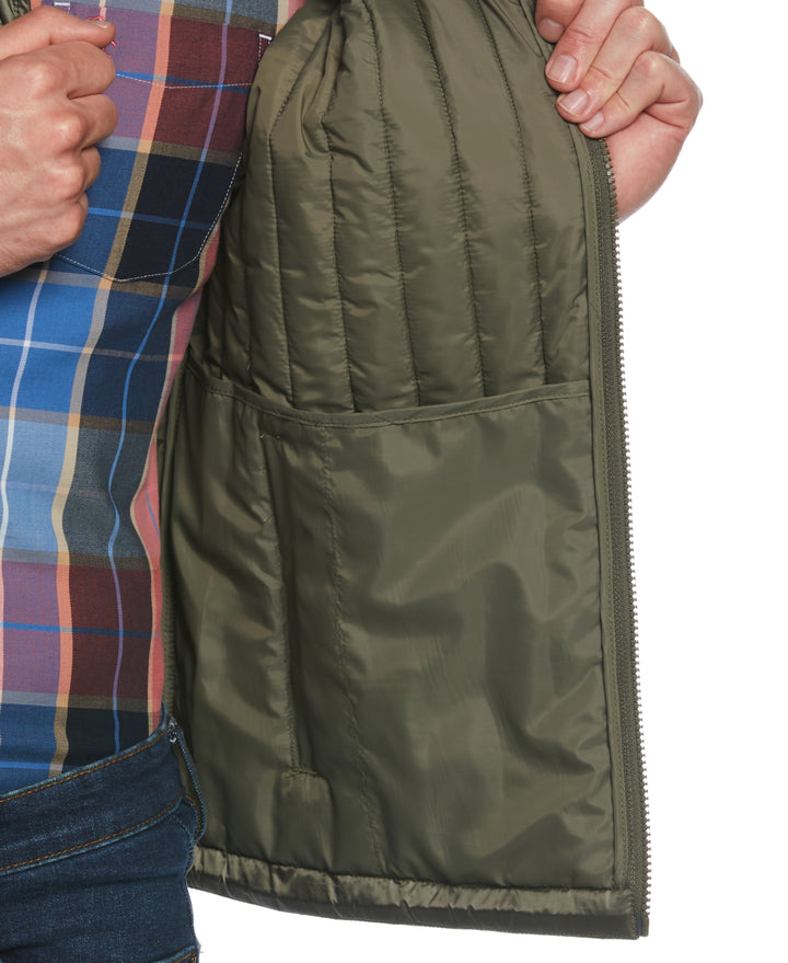 Poly Fill Vertical Channel Vest (Dusty Olive) 