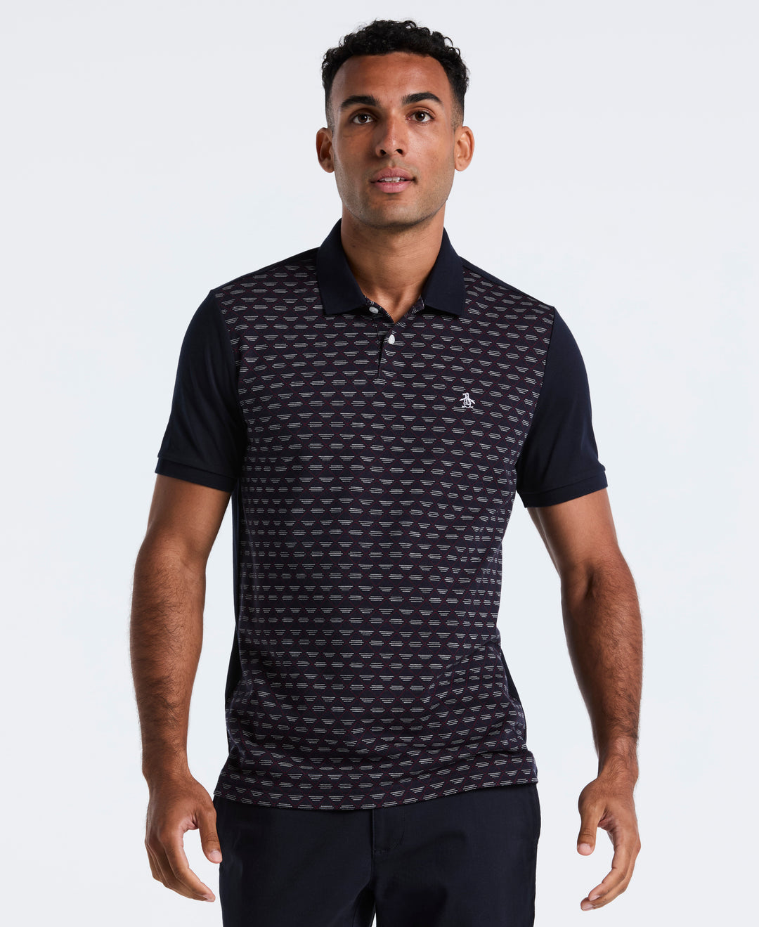 Diamond Jacquard Cotton Polo (Dark Sapphire) 