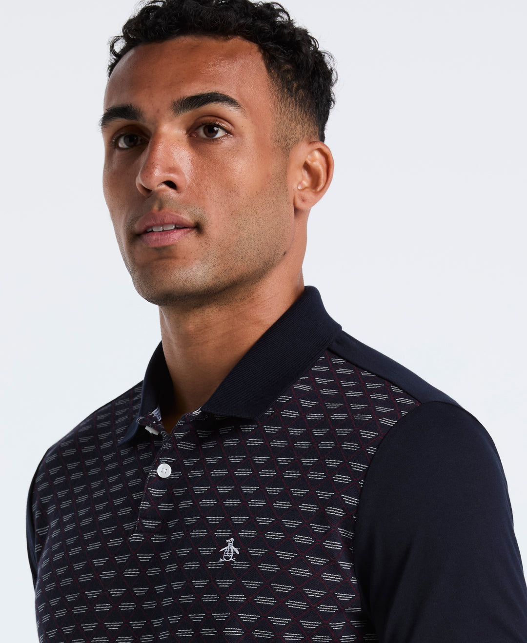 Diamond Jacquard Cotton Polo (Dark Sapphire) 