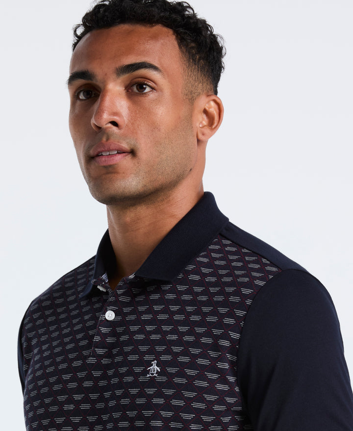 Diamond Jacquard Cotton Polo (Dark Sapphire) 