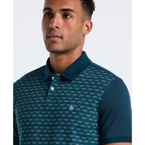 Diamond Jacquard Cotton Polo (Reflecting Pond) 