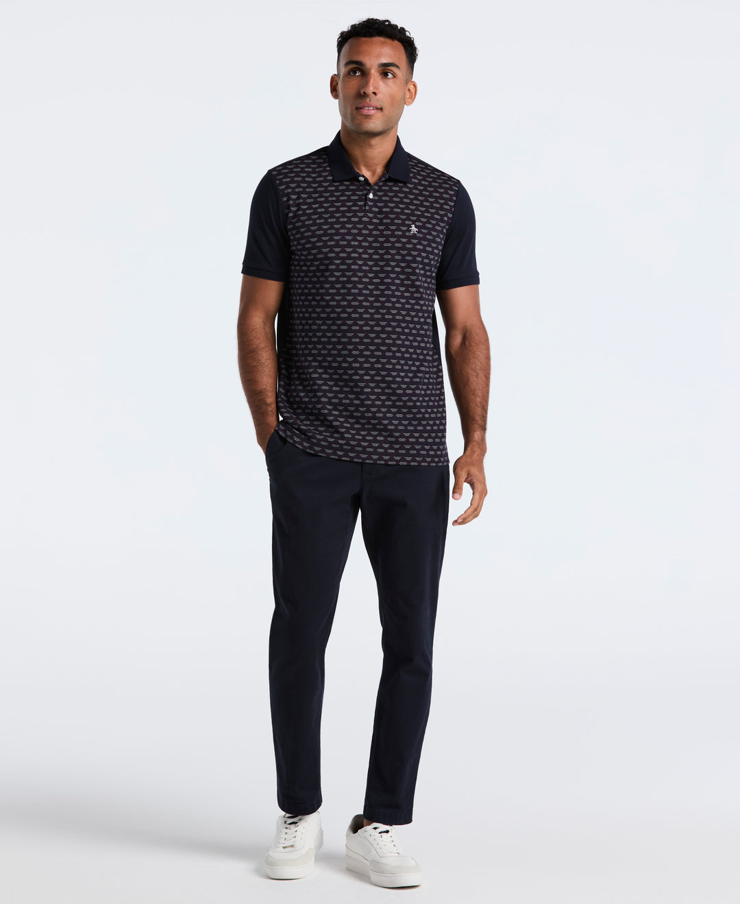 Diamond Jacquard Cotton Polo (Dark Sapphire) 