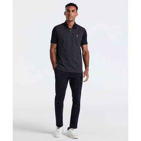 Diamond Jacquard Cotton Polo (Dark Sapphire) 