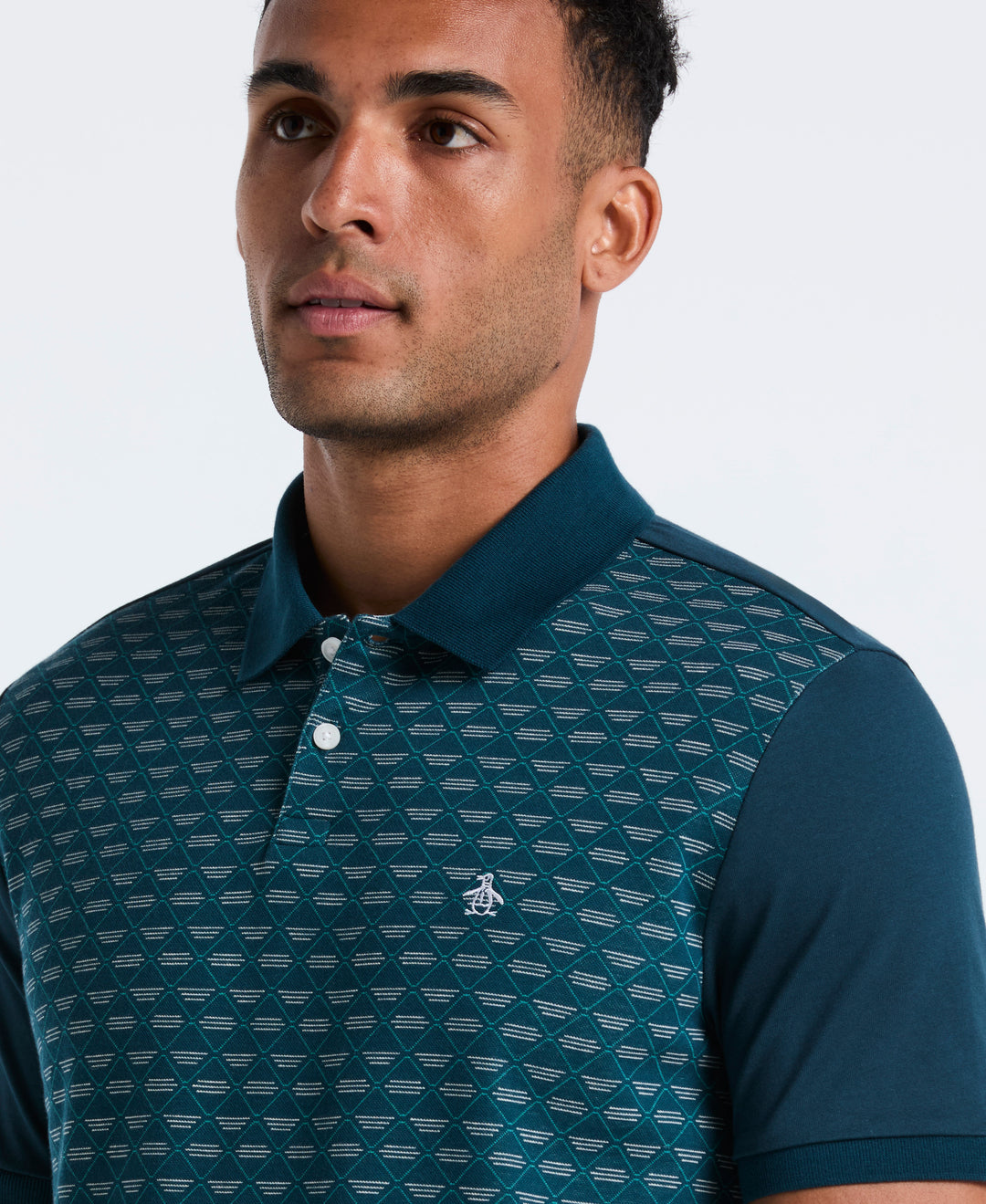 Diamond Jacquard Cotton Polo (Reflecting Pond) 