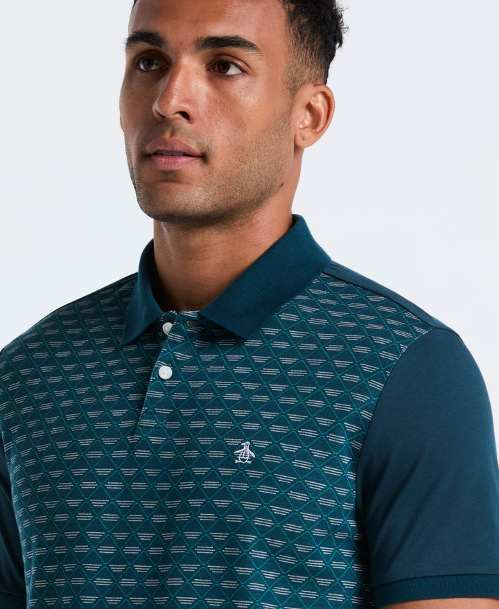 Diamond Jacquard Cotton Polo (Reflecting Pond) 