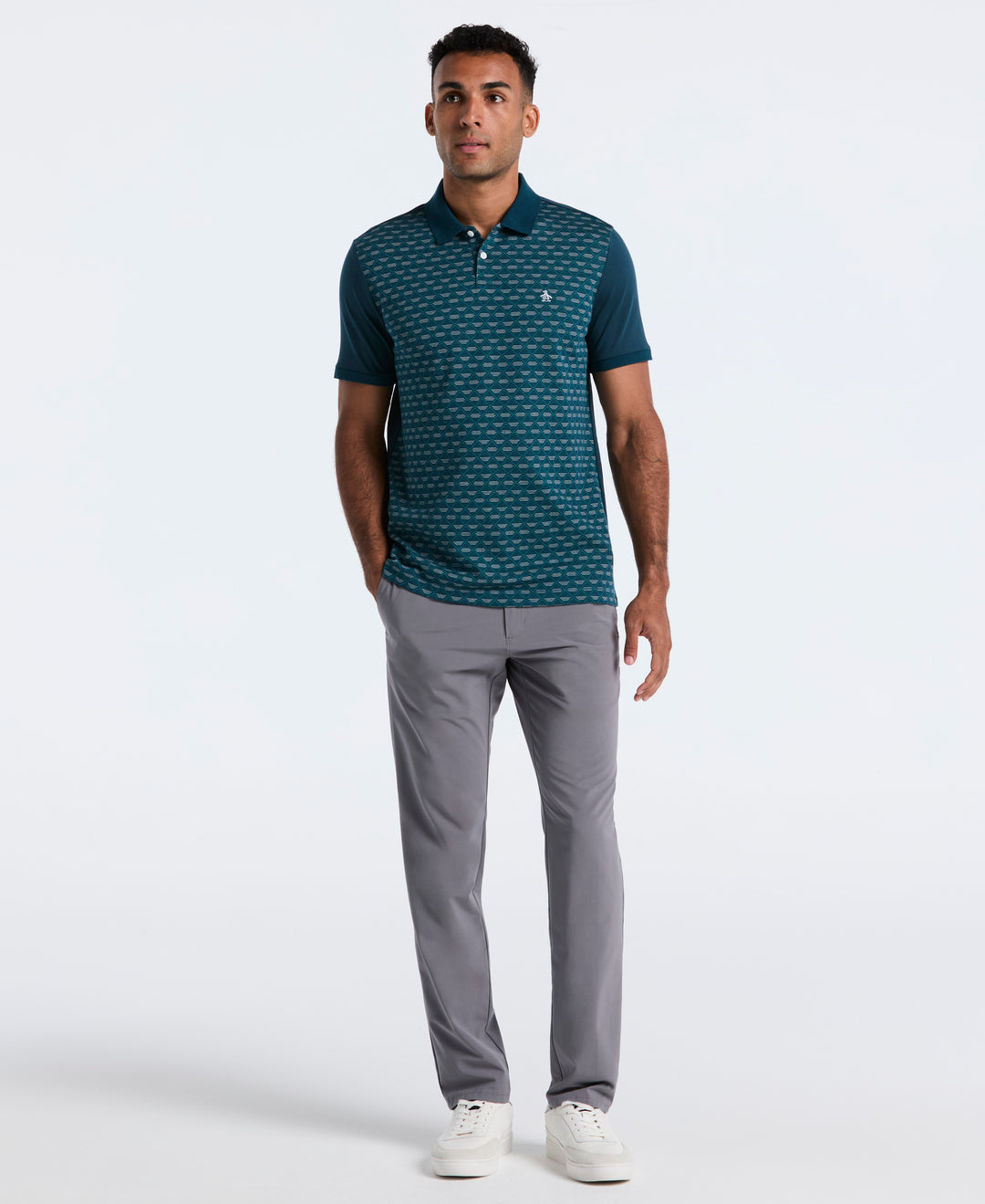 Diamond Jacquard Cotton Polo (Reflecting Pond) 